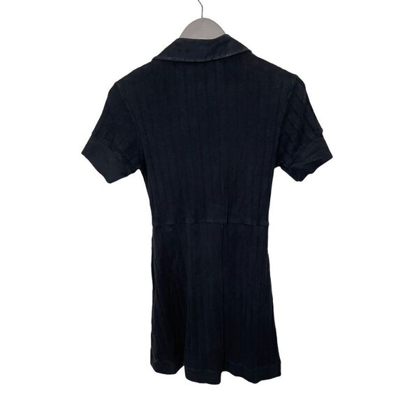 Free People Beach Black Cotton Ribbed Stretch Button Up Dress -XS - Picture 2 of 6